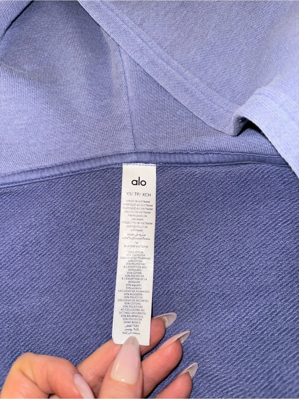 ALO Yoga Cropped Zip Hoodie in Purple XS